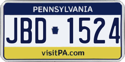 PA license plate JBD1524