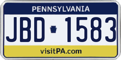 PA license plate JBD1583