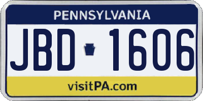 PA license plate JBD1606