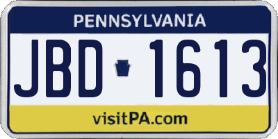 PA license plate JBD1613