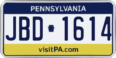 PA license plate JBD1614