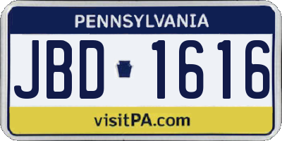 PA license plate JBD1616