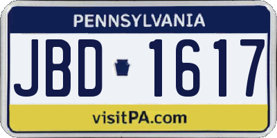 PA license plate JBD1617