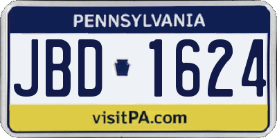PA license plate JBD1624