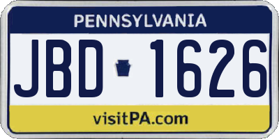 PA license plate JBD1626