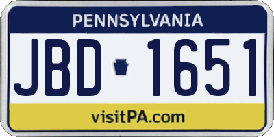PA license plate JBD1651