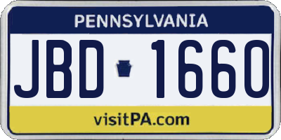 PA license plate JBD1660