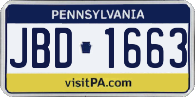 PA license plate JBD1663