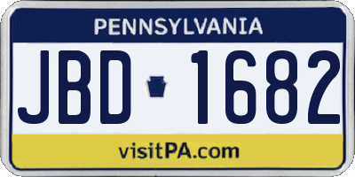 PA license plate JBD1682