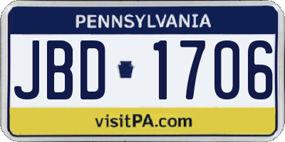 PA license plate JBD1706