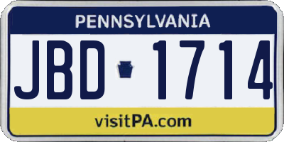 PA license plate JBD1714