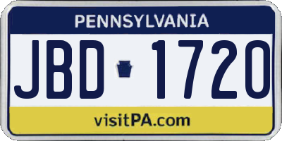 PA license plate JBD1720