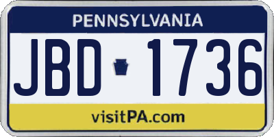 PA license plate JBD1736