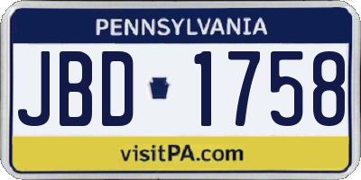 PA license plate JBD1758