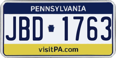 PA license plate JBD1763