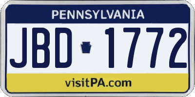 PA license plate JBD1772