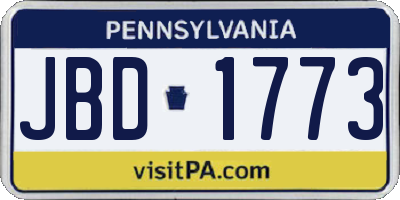 PA license plate JBD1773