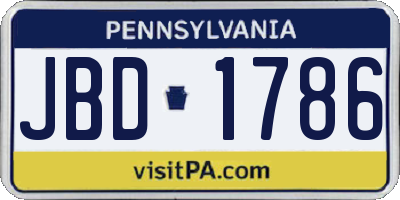 PA license plate JBD1786