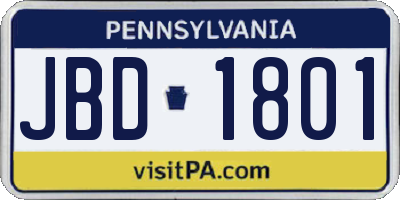 PA license plate JBD1801