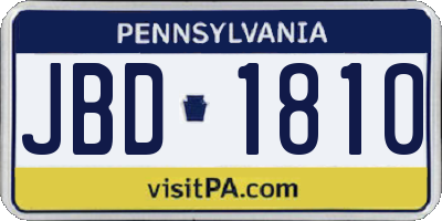 PA license plate JBD1810
