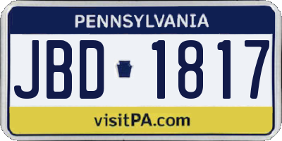 PA license plate JBD1817