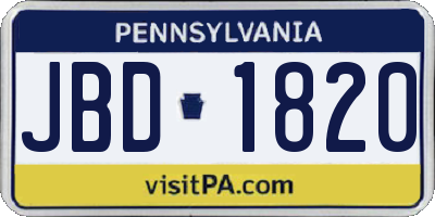 PA license plate JBD1820
