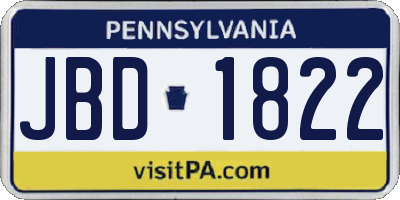 PA license plate JBD1822