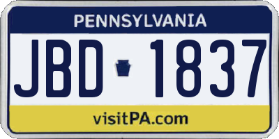 PA license plate JBD1837