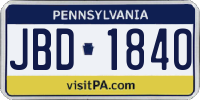 PA license plate JBD1840