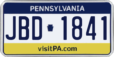 PA license plate JBD1841