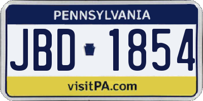 PA license plate JBD1854