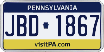 PA license plate JBD1867