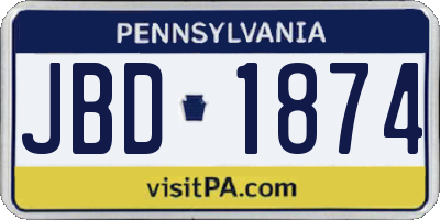 PA license plate JBD1874