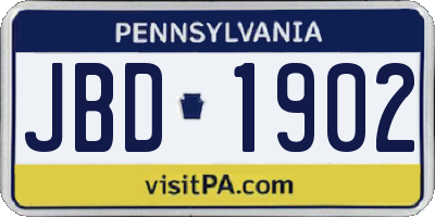 PA license plate JBD1902