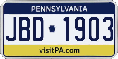 PA license plate JBD1903