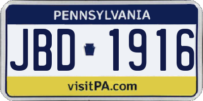 PA license plate JBD1916