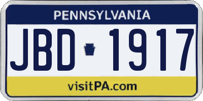 PA license plate JBD1917