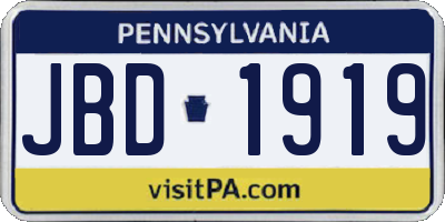 PA license plate JBD1919