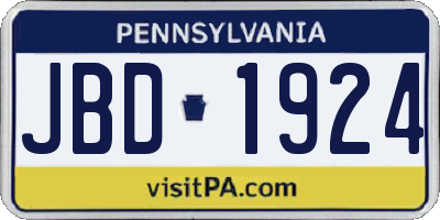 PA license plate JBD1924