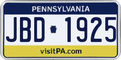 PA license plate JBD1925