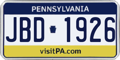 PA license plate JBD1926
