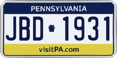 PA license plate JBD1931