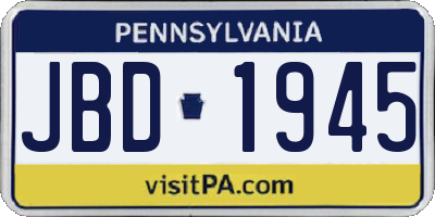 PA license plate JBD1945