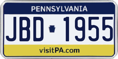 PA license plate JBD1955