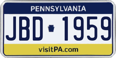 PA license plate JBD1959