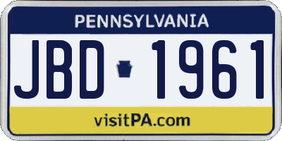 PA license plate JBD1961