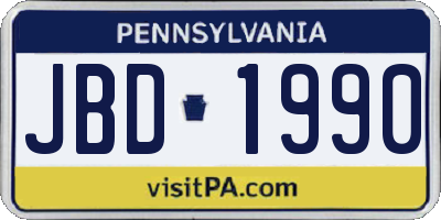 PA license plate JBD1990