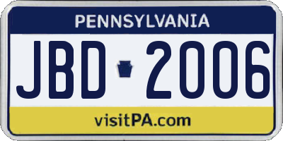 PA license plate JBD2006