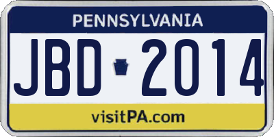 PA license plate JBD2014