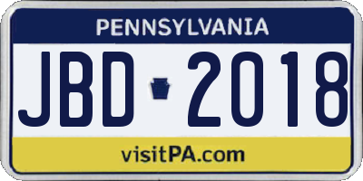 PA license plate JBD2018